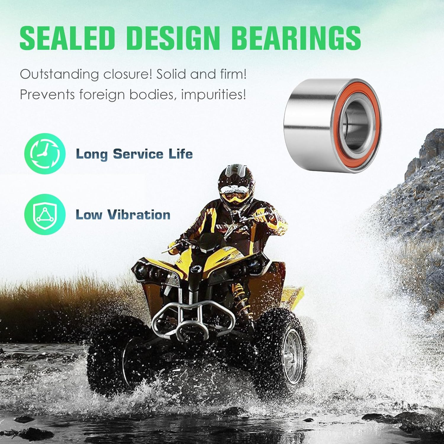 Front Left+Right CV Axles & Wheel Bearing Kit Fit for Can-Am Defender HD5 HD8 HD9 HD10 (XT DPS) 2016-2022; 4340 Chromoly Steel CV Axle Drive Shaft image number 6