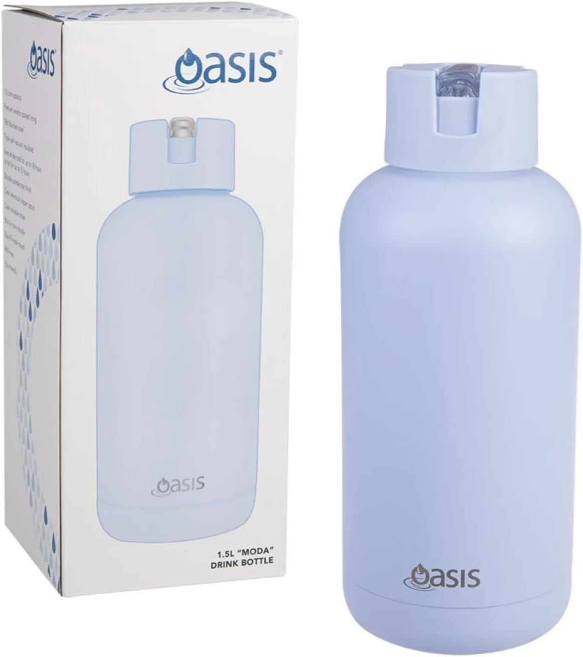 Oasis Ceramic Lined Stainless Steel Triple Wall Insulated Moda Drink Bottle 1.5L - Periwinkle