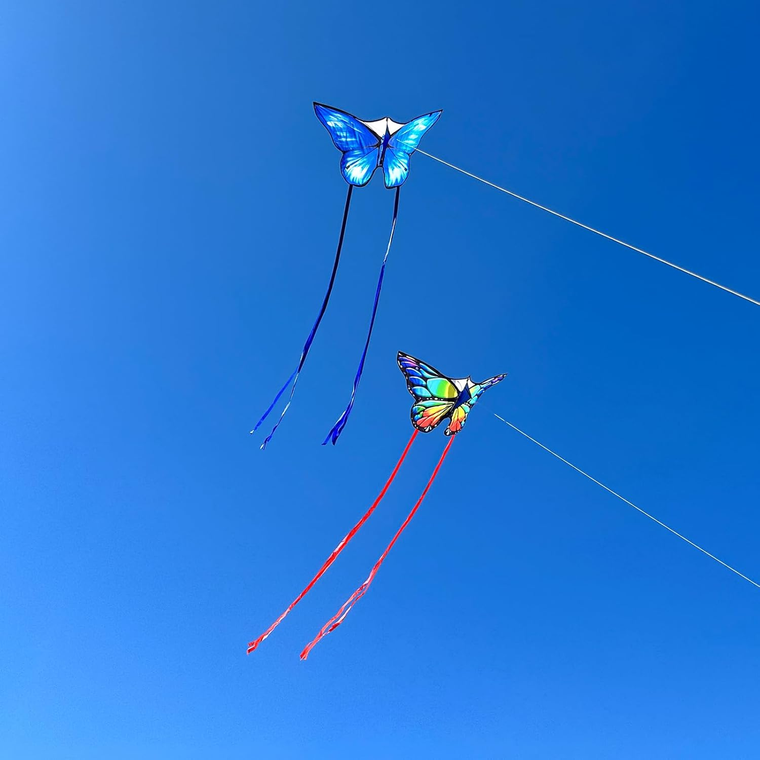 Simxkai Butterfly Kite for Kids & Adults, Easy to Fly Blue Big Kite for Beginners, 300Ft Line Handle Included (1Pack 2Pack) image number 6