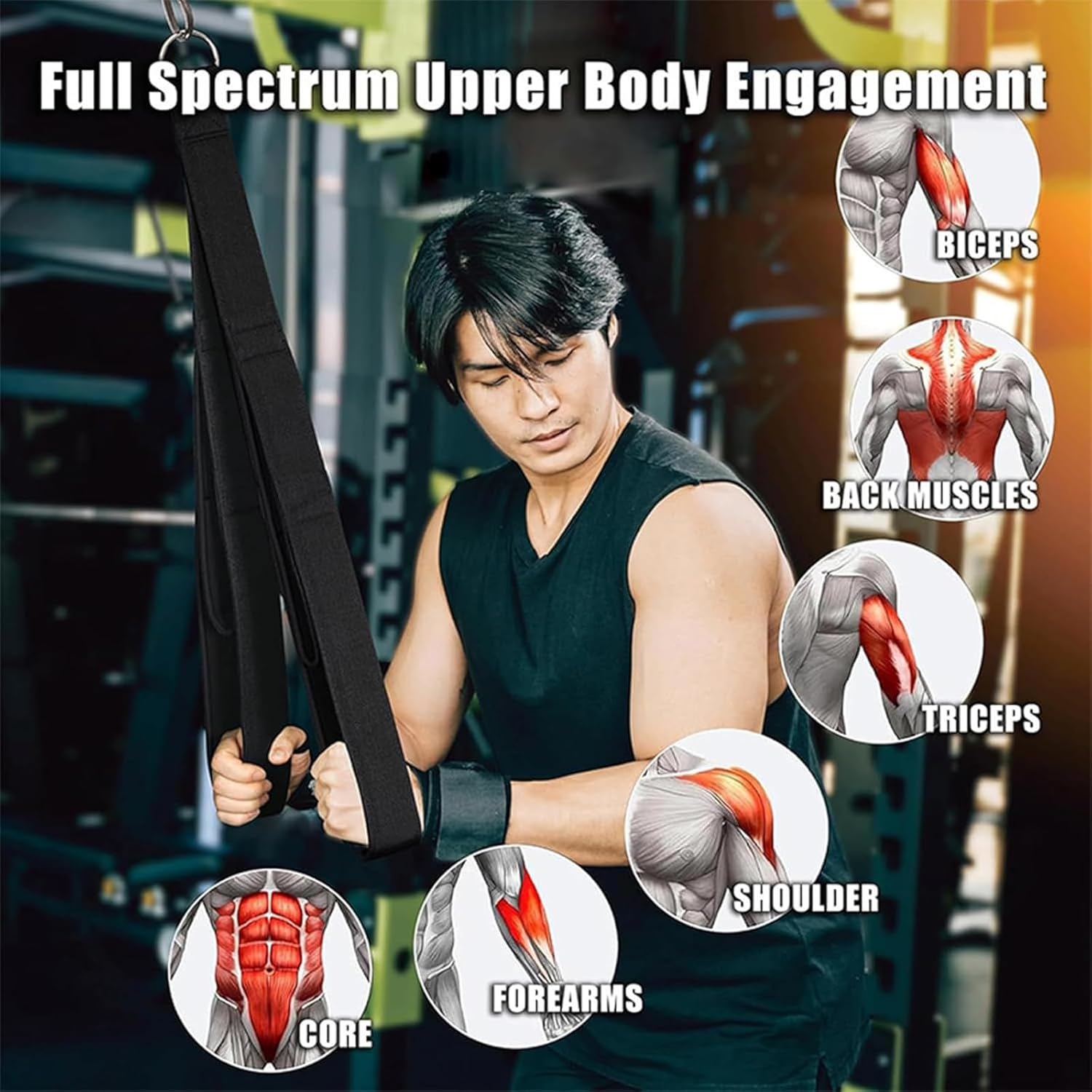 Yeanifeana Tricep Rope Cable Attachment, Heavy Duty Nylon Braided Tricep Pull down Rope with Connector, Non-Slip Gym Cable Attachments for Strength Training, Muscular Training & Pull down Exercises image number 2