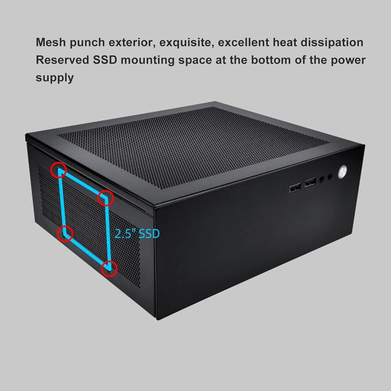 Small ITX PC Case, Steel Micro ITX Case PC Case, with USB 3.0 Port, PCI Slot, for Flex Power Supply, for Computer PC image number 4