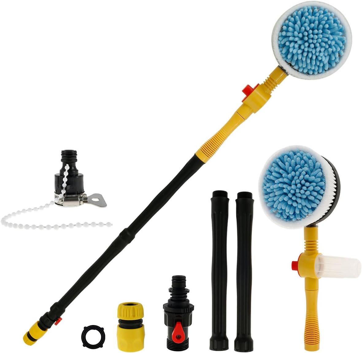 Auto Rotating Car Wash Brush Multifunctional Car Foam Cleaning Kit with 360&deg; Spin Head Portable Chenille Car Scrub Brush High Pressure Cleaning Tool Long Handle for Home Car(Waterless Pipe) image number 6