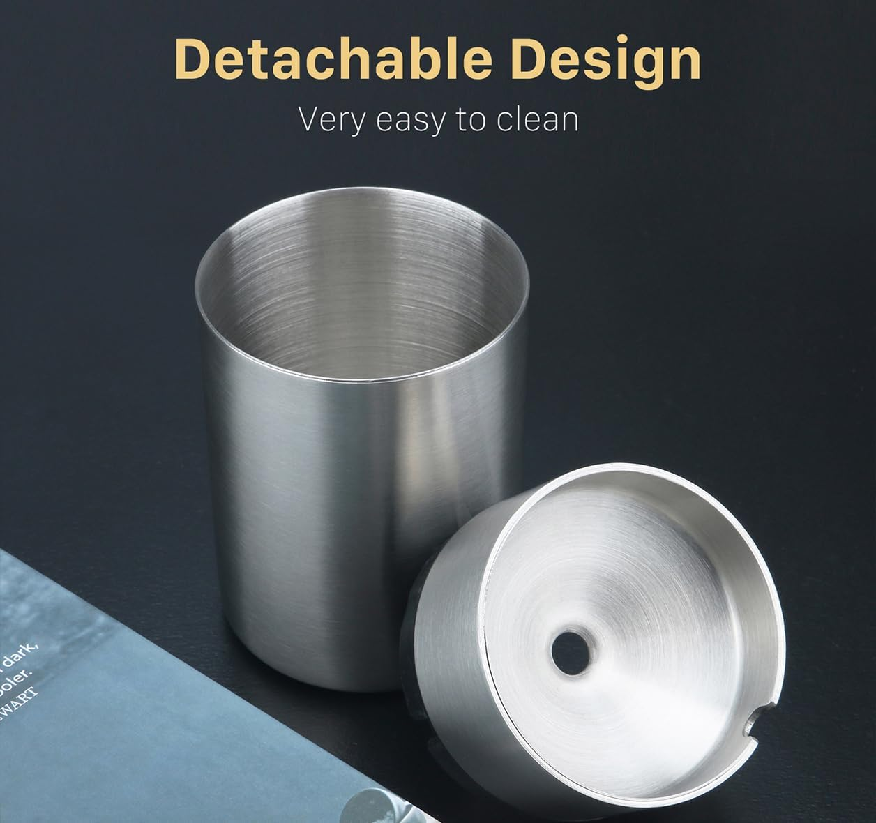 Silvery Car Ashtray with Funnel Cover,Stainless Steel Ashtray Suitable for All Cars