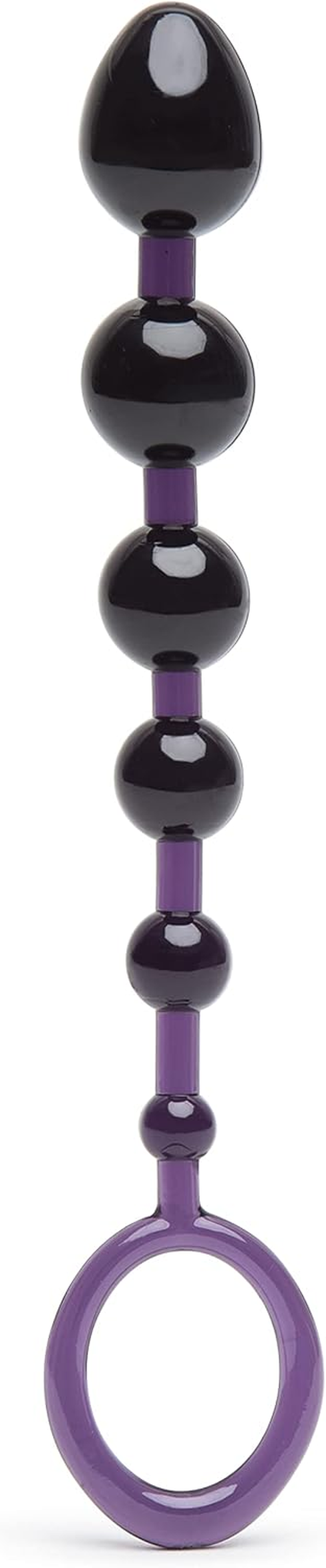 Lovehoney Purple Anal Beads with Ergonomic Finger Loop - Reverse Tapered and Flexible PVC - 6.5 Inch image number 2