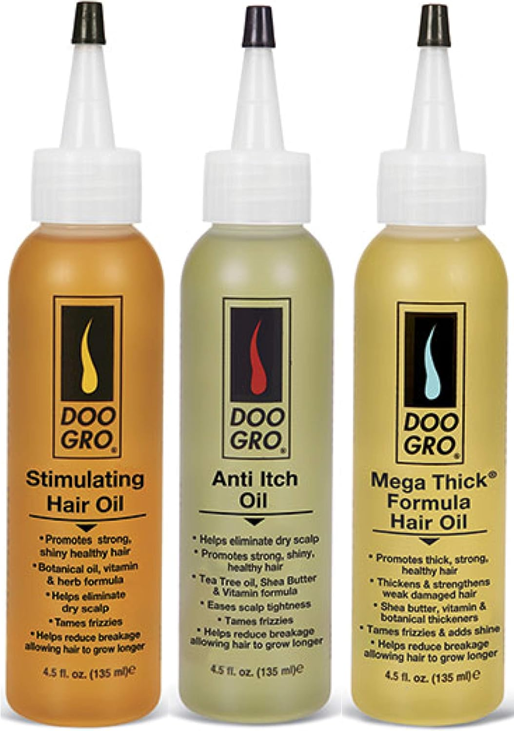 Doo Gro Stimulating Growth Oil, anti Itch Growth Oil and Mega Thick Growth Oil 4.5Fl.Oz