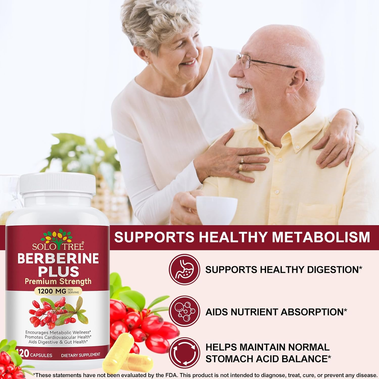 Berberine plus 1200 Mg | Premium Strength Herbal Supplement | 2-Month Supply | Non-Gmo, Gluten Free | 120 Capsules image number 6