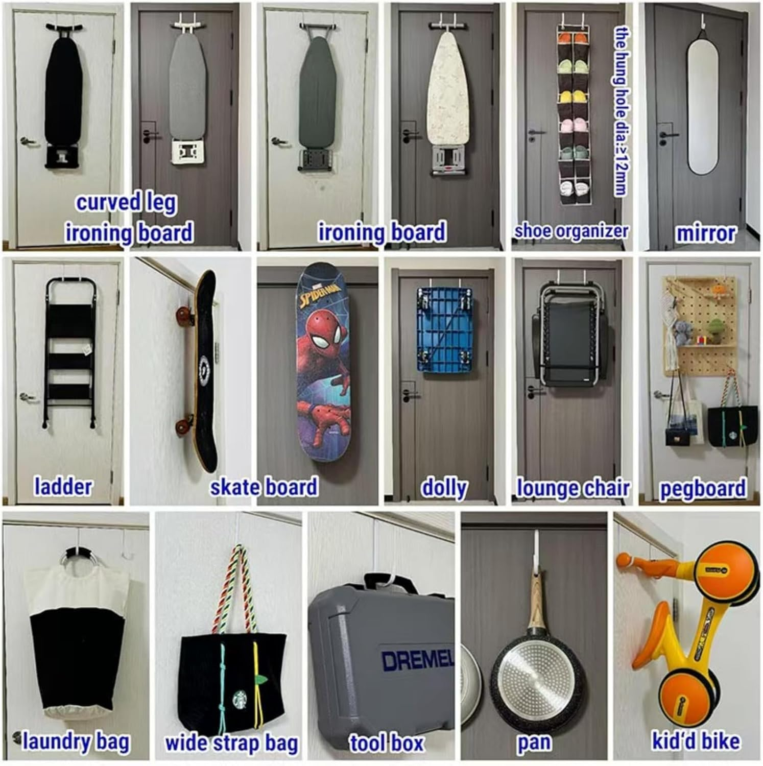 6-Pack over the Door Hooks Door Hangers Hooks with Rubber to Prevent Scratches, Heavy Duty Organizer Hooks. They Can Be Used for Hanging Clothes, Towels, Hats, Coats, Bags, Etc.White image number 4
