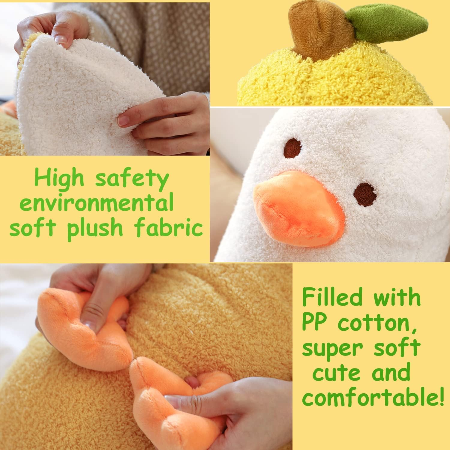 Banana Duck Plush Toy 19.6",Cute Plushies Banana Stuffed Animal,Duck Plushie Long Banana Duck Plush Pillow,Funny Hugging Pillow Sleeping Cushion Soft Gifts for Boys Girls Birthday Christmas(White) image number 5