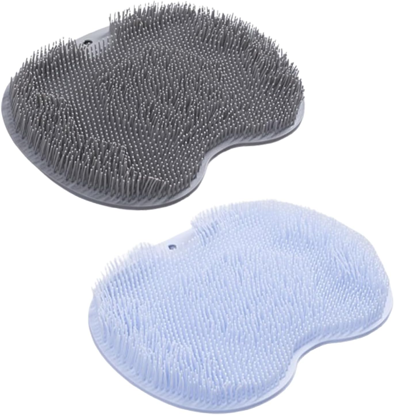 2 Pack Silicone Shower Foot Scrubber Mat, Silicone Foot Scrubber for Shower with Non-Slip Suction Cups, Wall Mounted Slip Suction Cups for Foot Back Cleaning (Blue+Pink)