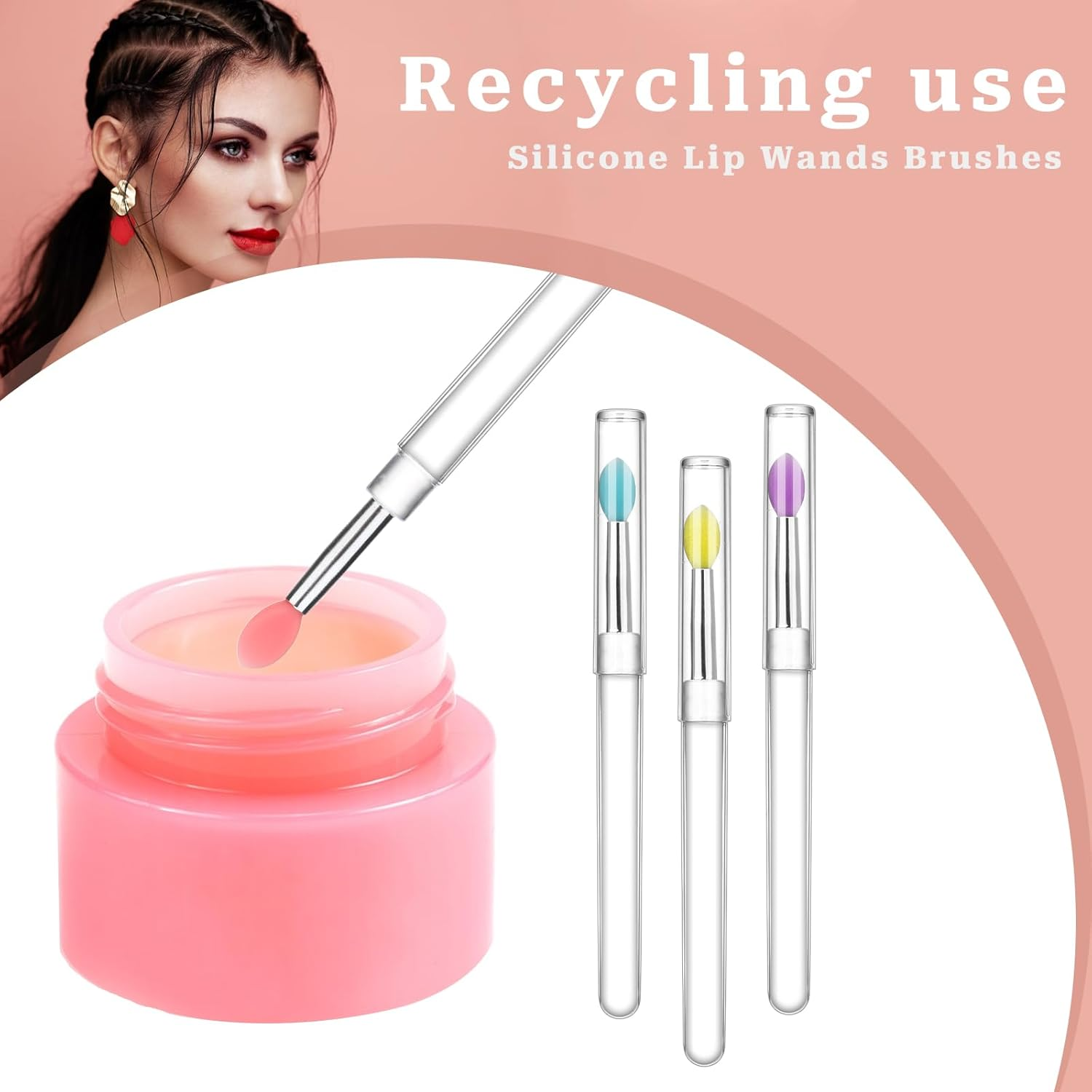 4 Pcs Silicone Lip Brush Lipstick Applicator Wands Plastic Lip Scrub Brush Reusable Lip Balm Applicator with Cap Makeup Applicator for Lipstick, Eyeshadow, Lip Gloss, Lip Balm image number 6
