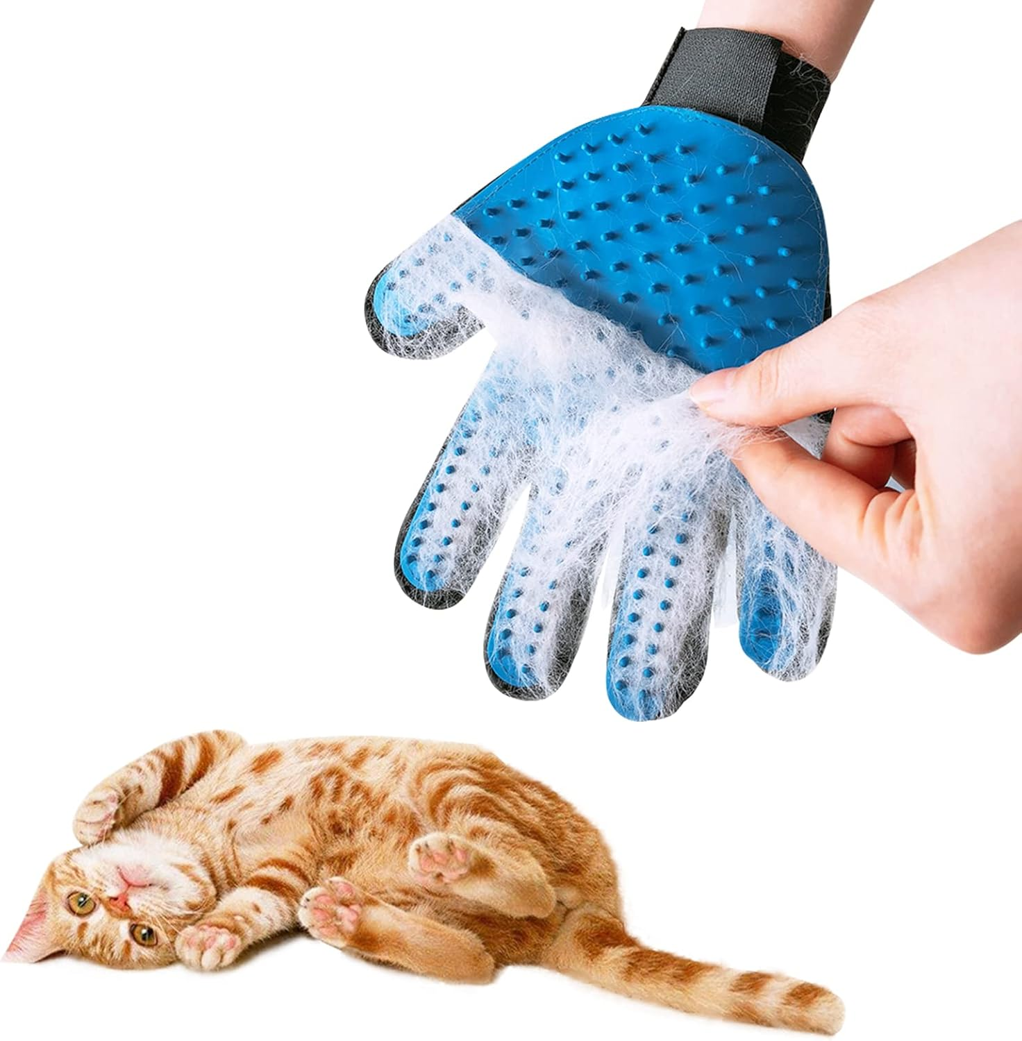 Washing Mitt for Cats, Cat Gloves, Cat Glove Grooming Brush, Silicone Glove, Cat Brush, Dog Brush, Care Glove for Pets, 1 Blue image number 1