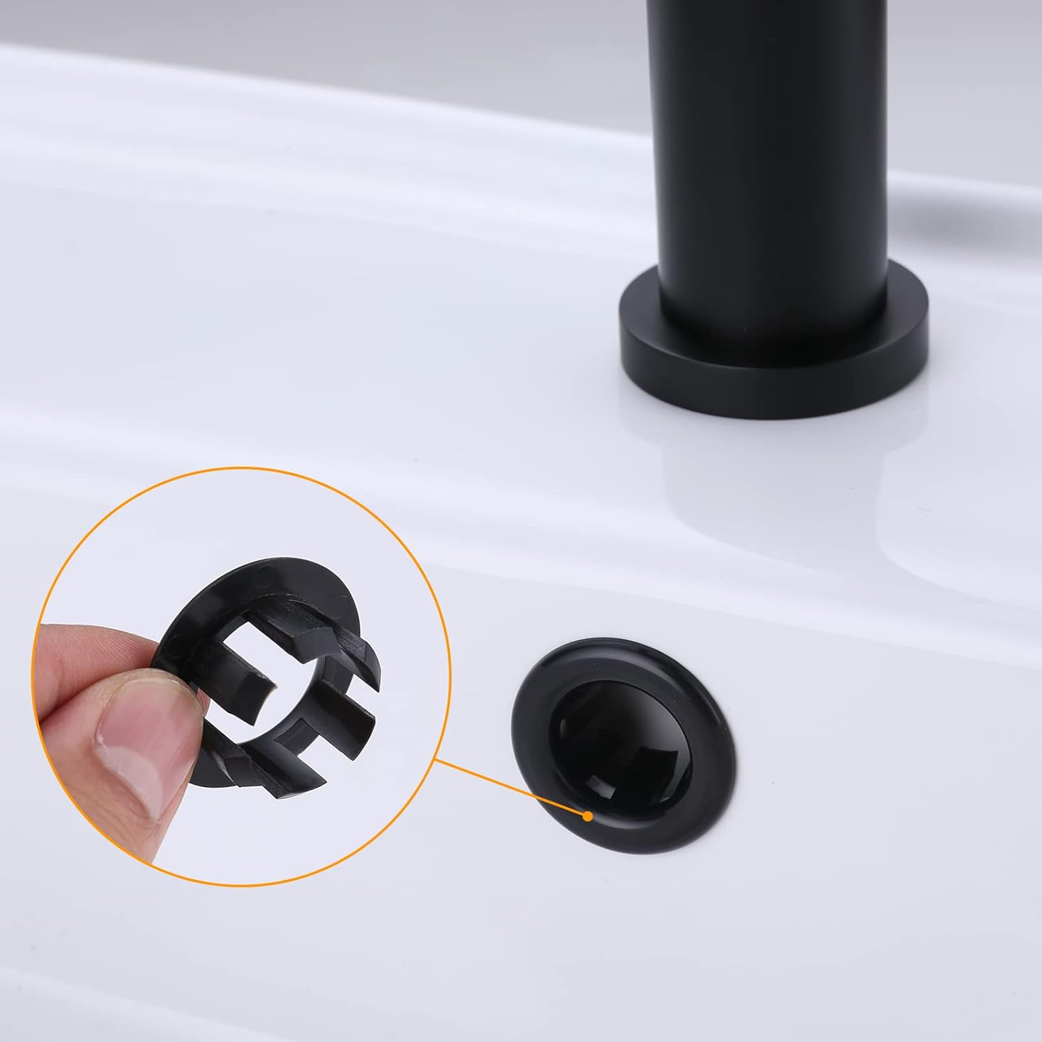 ARCORA 2 Pack Sink Overflow Ring Matte Black Bathroom Kitchen Sink Basin Trim Overflow Cover Hole Insert Cap image number 2