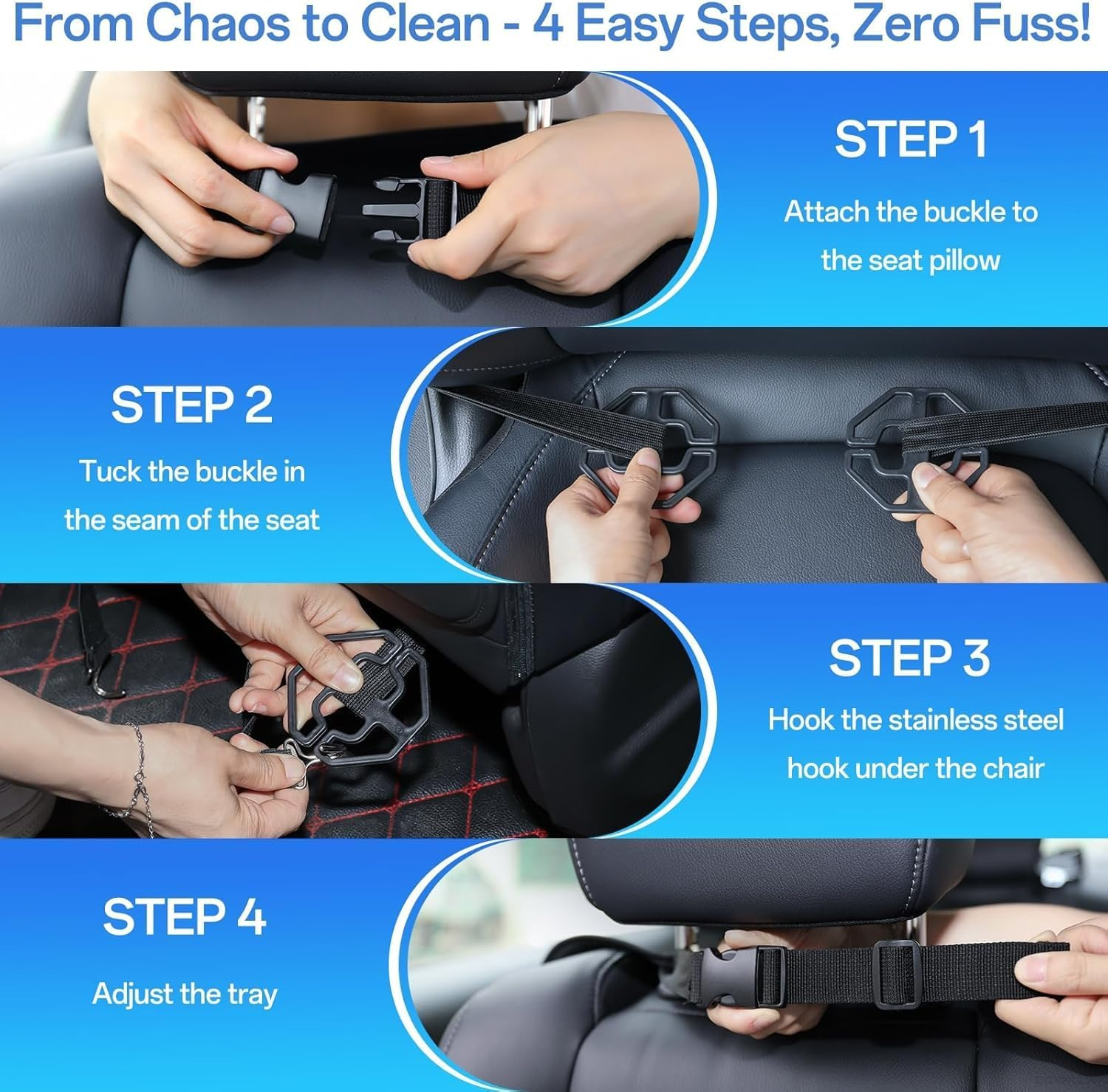 Car Backseat Organiser with Tissue Box&ndash; Multifunctional Car Storage Bag & Kick Mat, Large Capacity Car Seat Back Protector Cover Pad, Essential Car Accessories & Car Storage Organiser for All Vehicles