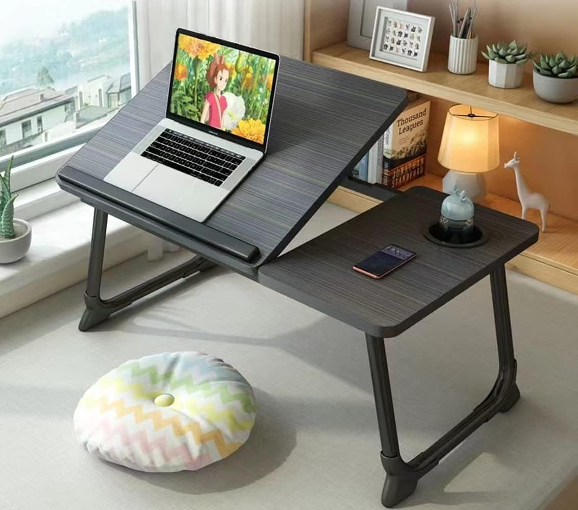 Mumoo Bear Laptop Desk for Bed Couch,Lap Desk for Laptop,Portable Laptop Stand,Small Adjustable Laptop Desk,Foldable Bed Table for Laptops and Writing, Bed Tray Table with Cup Holder(Black) image number 1