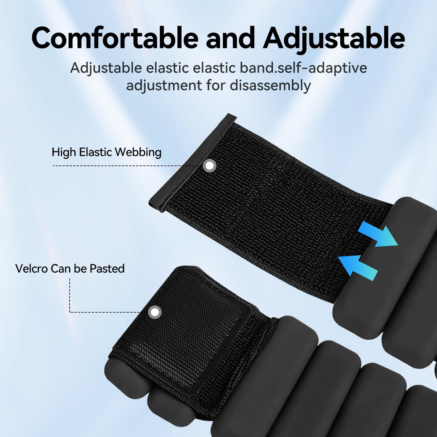 H HOME-MART 2 Pack 2Lbs Wrist Ankle Weights (1Lb Each) Adjustable Wearable Weighted Bracelet for Men Women Increase Training Intensity Weights for Exercise,Jogging,Yoga,Gym,Strength Training image number 6