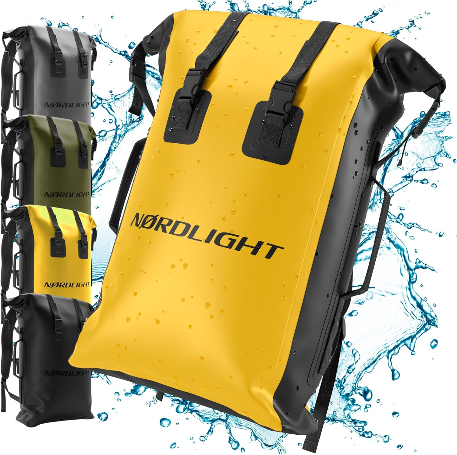 Nordlight Waterproof Backpack Dry Bag 35L Roll Top Backpack with Padded Carry Strap, Waterproof Bag for Water Sports, Bicycle Backpack, Messenger Backpack, Trekking, Fishing