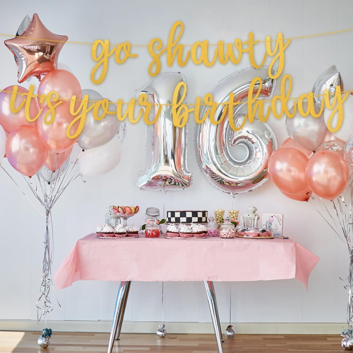 Go Shawty It'S Your Birthday Banner, DIY Rap Theme Birthday Banner Happy Birthday Banner Sign Hip Hop Birthday Garland Banner for Party Favor Photo Props (Gold) image number 6