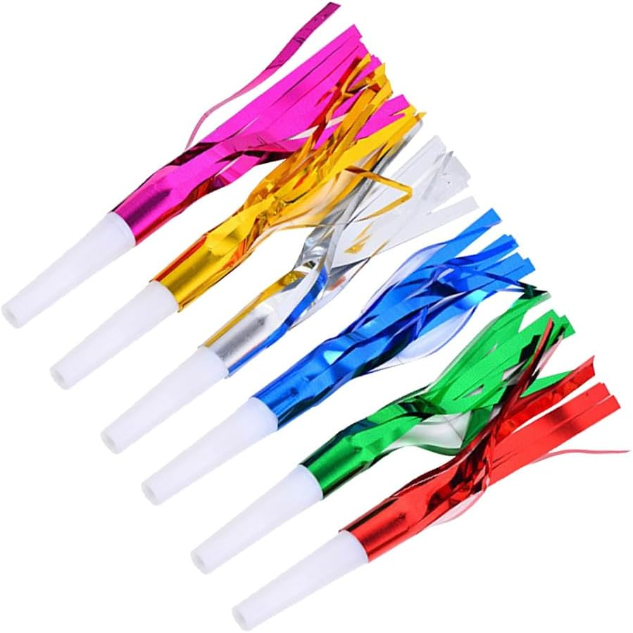 Vaguelly 72 Pcs Glitter Noisemakers, Metal Tassel Music Birthday Blowers, Horn Whistles Party Favors Blow Out, Kids New Year'S Eve Noisemakers image number 3