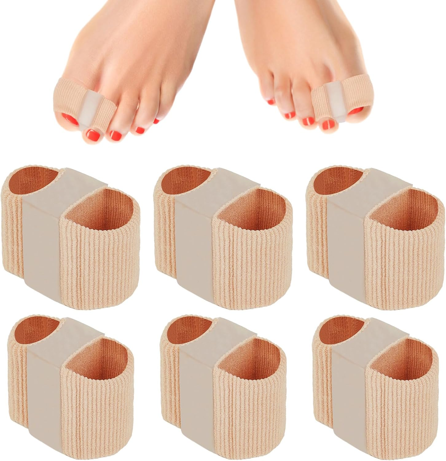 Toe Separators, 6Pcs Bunion Corrector for Men and Women, Toe Spacers with 2 Loops, Bunion Corrector Relief, Big Toe Straightener for Overlapping Toe, Breathable Toe Spreader (S and L) image number 1