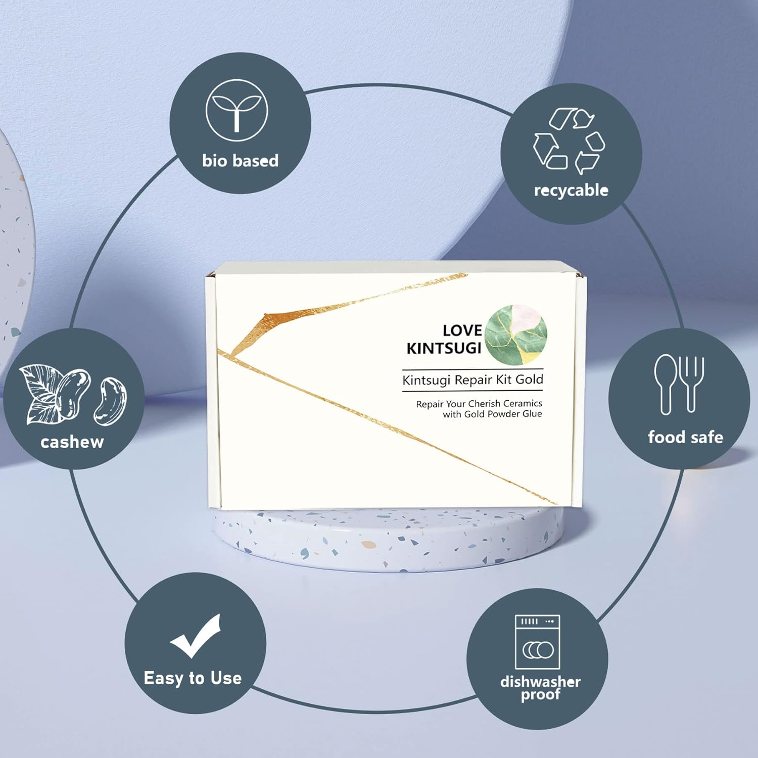 Bio Kintsugi Repair Kit, Food Safety Bio Resin Kintsugi Kit, Bio Based - Dishwasher Safety - Repair Your Meaningful Objects with Bio Glue, Perfect for Beginners, Japanese Art Kintsugi Craft image number 6