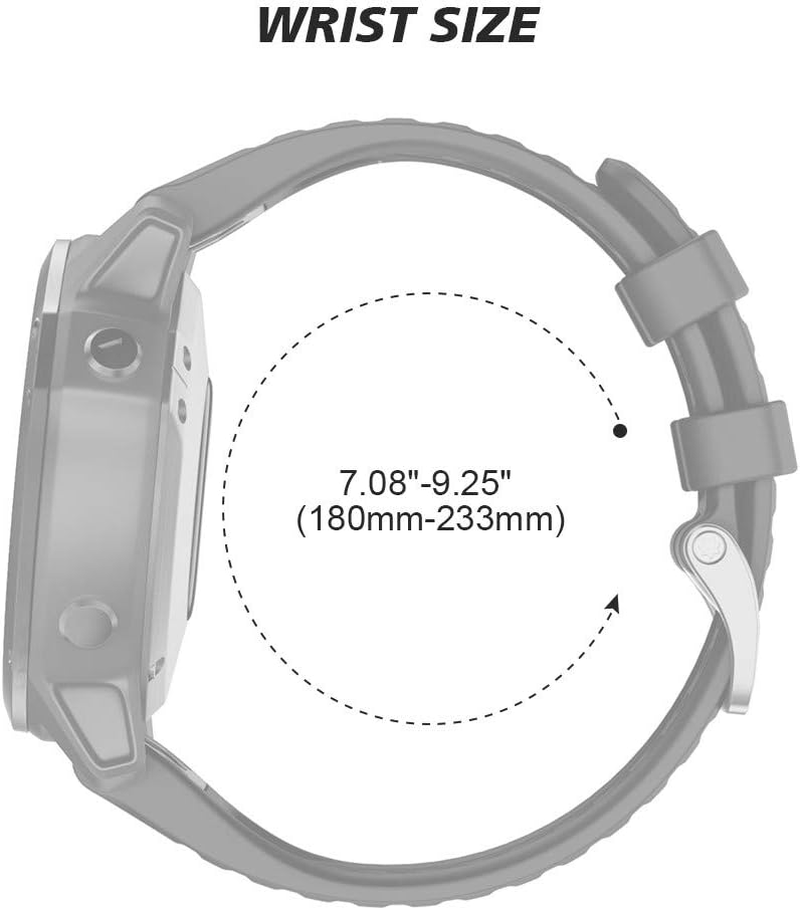 ANCOOL Compatible with Fenix 6X/7X Band 26Mm Quickfit Soft Silicone Watch Band Replacement for Fenix 5X/Fenix 8 51Mm/Fenix 5X Plus/Fenix 3/Fenix 6X Pro/Descent Descent Mk2I Smartwatches (Black) image number 5