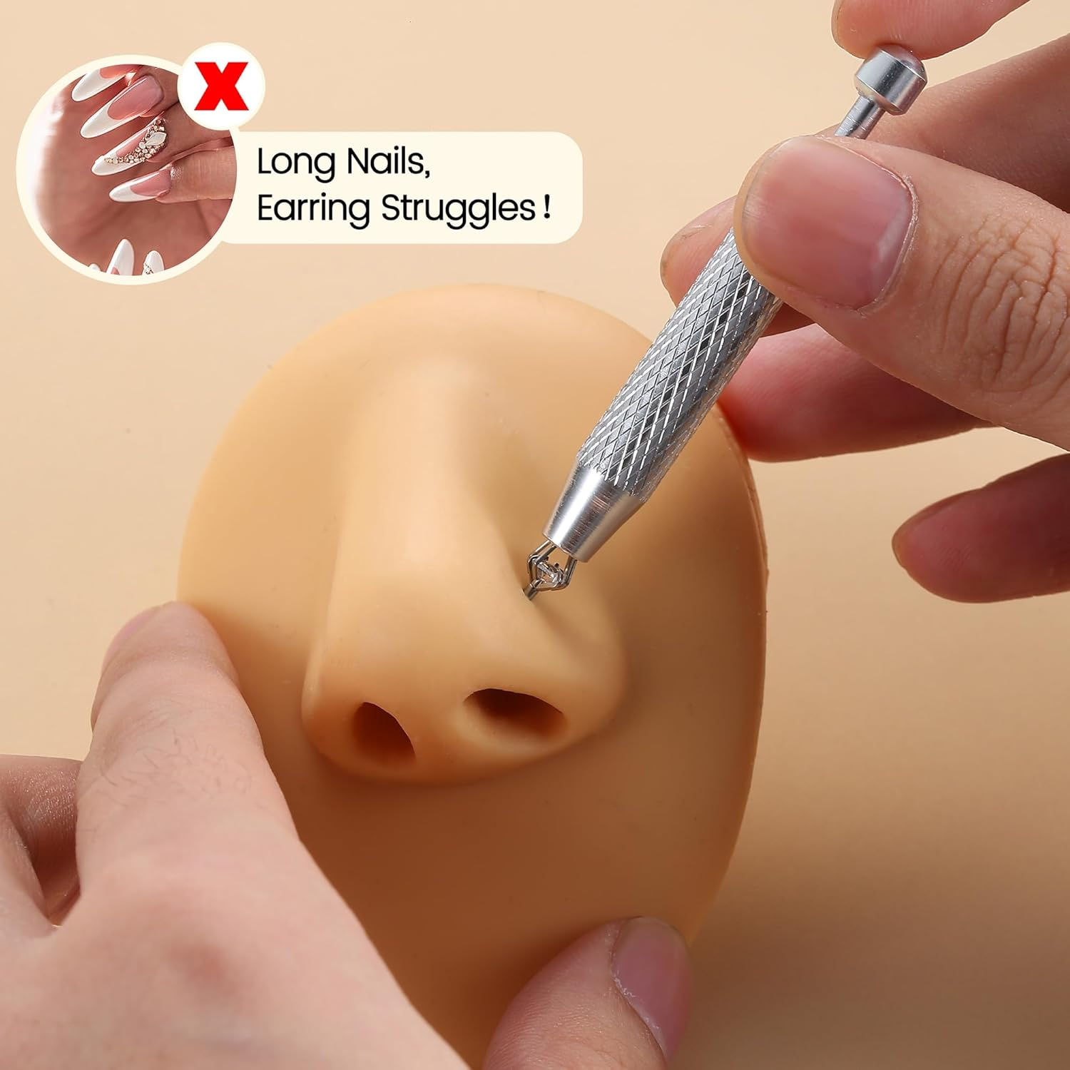 GEMQUEEN Piercing Taper Ball Grabber Tool for Changing Jewelry - 14G 16G 18G 20G Stainless Steel Flat Back Earrings Applicator Tool Threadless Insertion Pin Thread Body Piercing Kit for Ear Nose Lip - 2 Pcs Ball Grabber Tool image number 3