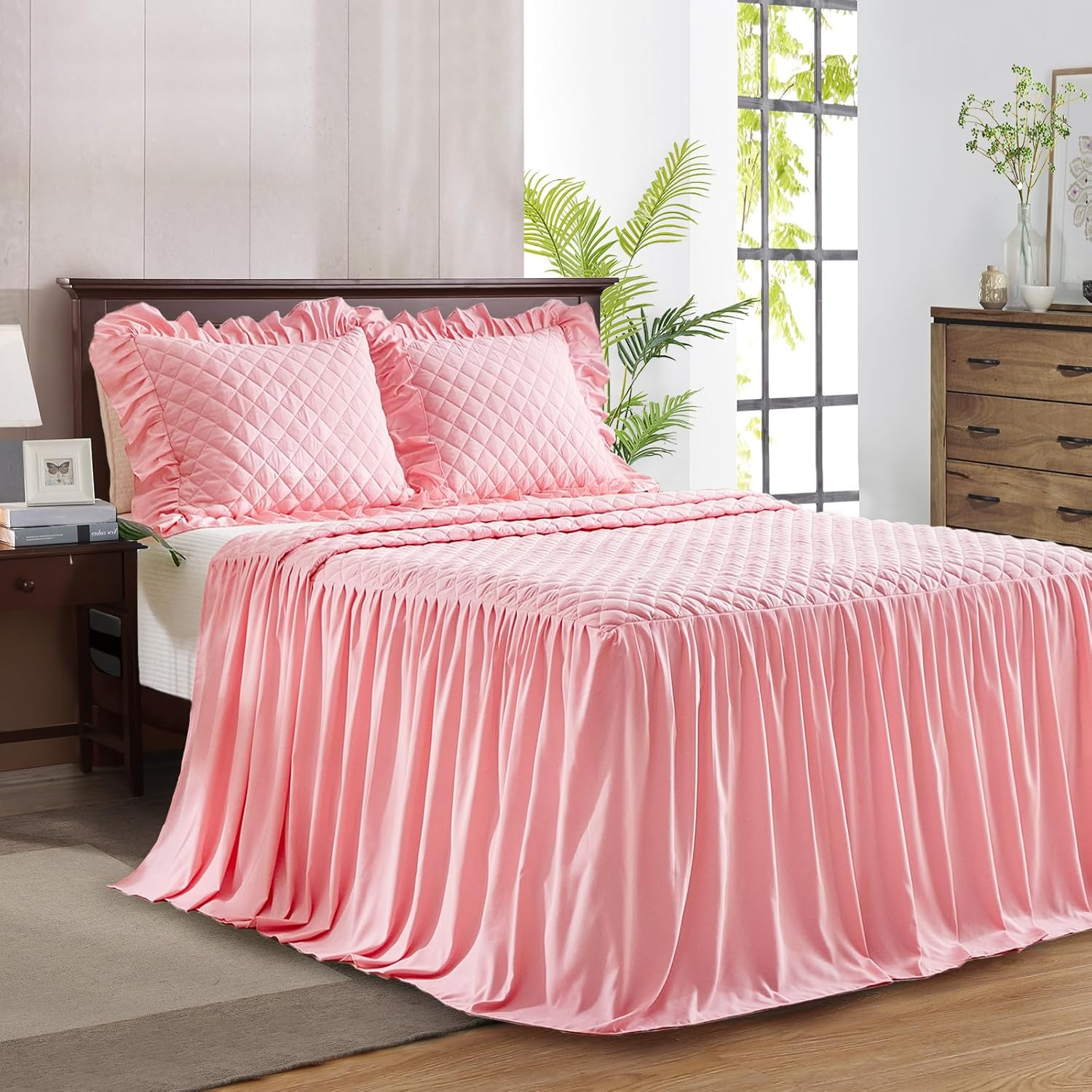 UOZZI BEDDING Ruffled Bedspread Skirt Set URCQ05-Q image number 5