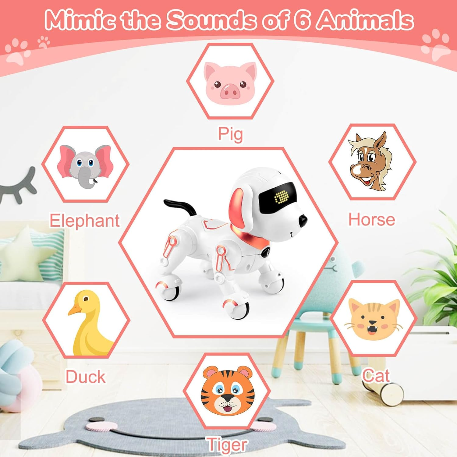 Robot Dog Toys for Kids 8 9 10 11 12, Remote Control Dogs, Robot Dog for Kids 8-12, Pet Robotic, Electric Dog Toy, Robotic Dogs, Toys for 5 6 7 8 9 10 11 12 Years Old Boys Girls, Pink, Y878 image number 3