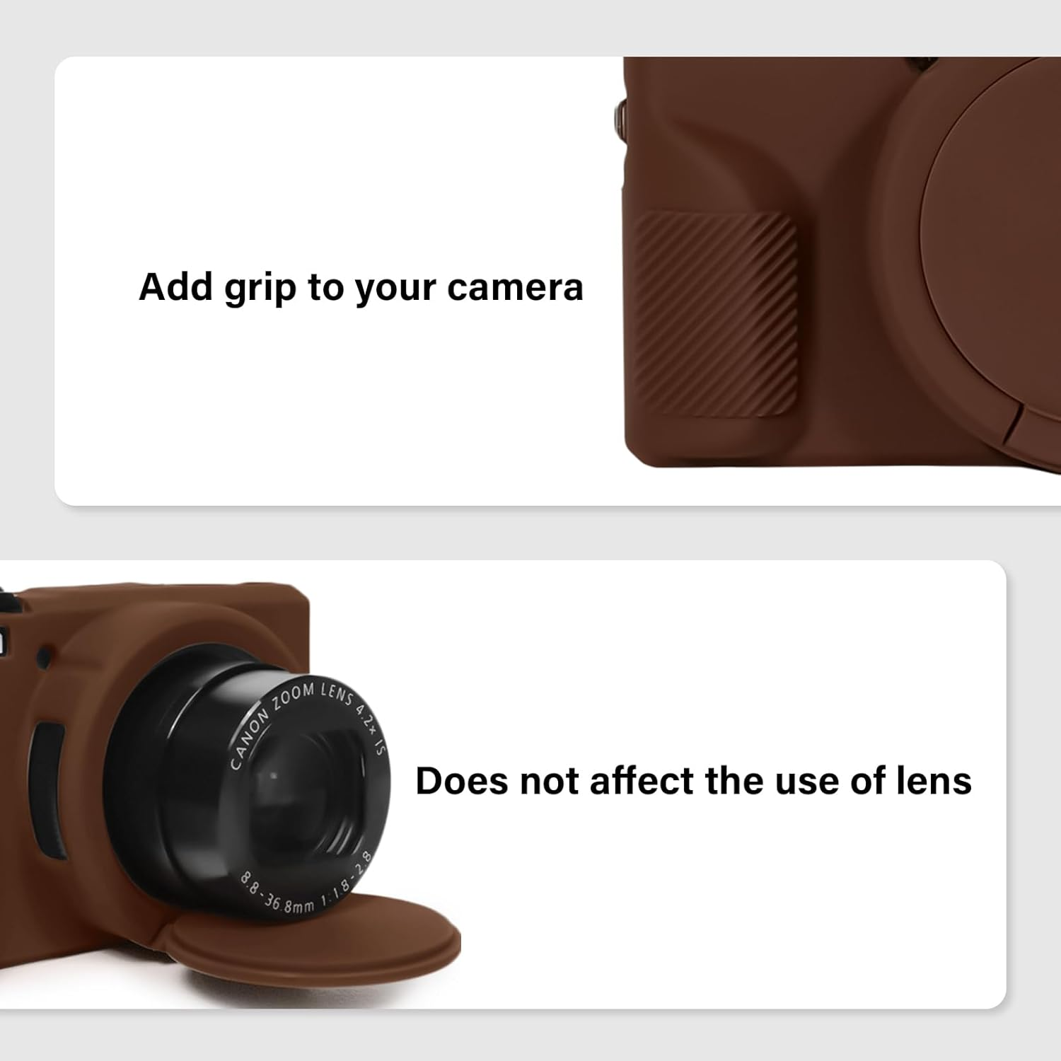 TYUANDOUER G7X Mark III Case & LCD Screen Protector Accessories Kit, Soft Silicone Case for Canon Powershot G7X Mark III Camera, Lightweight Protective Case Cover for G7X3 G7XIII - Dark Brown image number 5