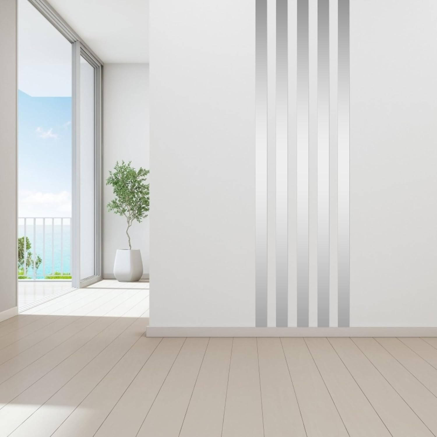 JUNART 600Cm&times;1Cm Stainless Steel Wall Molding Trim,Peel and Stick, Flexible Self-Adhesive Metal Trim for Fireplaces, Mirror Frames, Walls, Ceilings, Floors, Tiles(Silver)