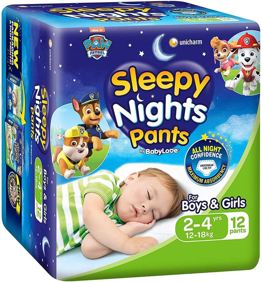 Babylove Overnight Sleepy Nights Pant 12-Pieces Pack, 2-4 Years Size
