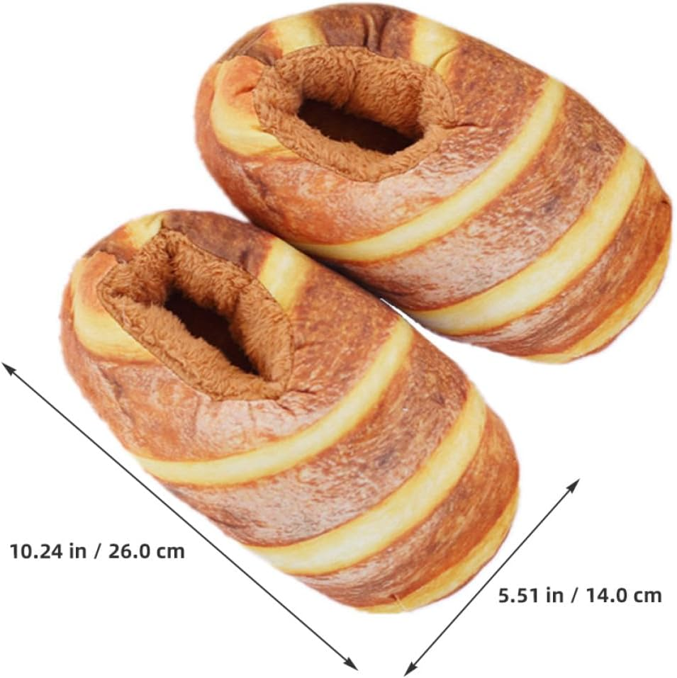 WESIEVYA Simulation Bread Winter Slippers for Women, Yellow Butter Style, One Size Fits EU 36-40, Warm Indoor Home Sandals image number 1