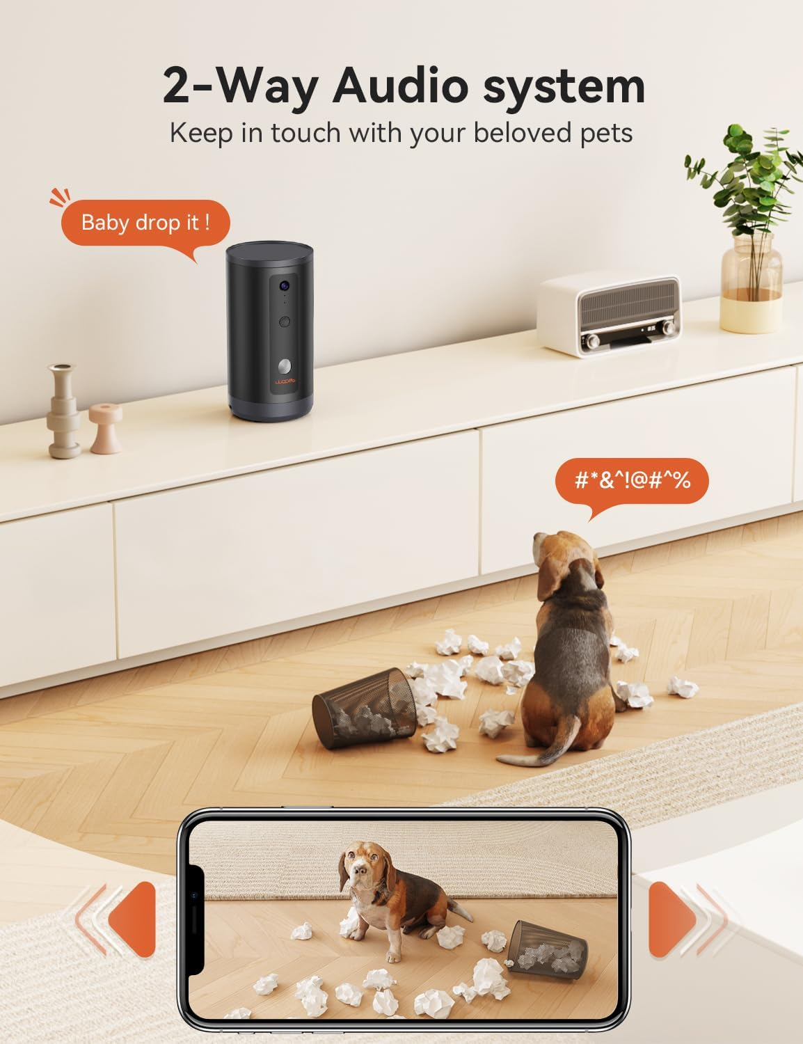 WOPET 300&deg; Dog Camera with Treat Dispenser, [New 2024] 5G Wifi Pet Camera Treat Tossing for Cats and Dogs, 1080P HD with Night Vision, 2-Way Audio for Monitoring Your Pet on Phone App image number 1