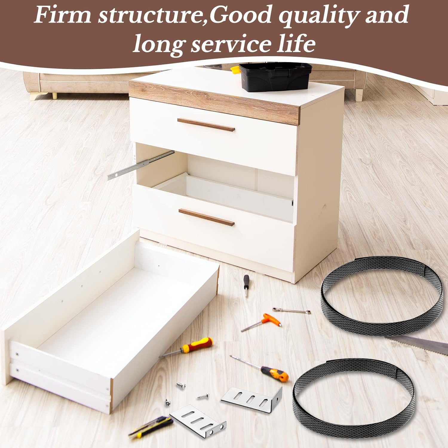 Dunzy 6 Set Drawer Repair Kit Drawer Support Brackets Includes Screws for Reinforcing and Repairing Broken Sagging Wood Drawers Furniture Hardware Accessories image number 2