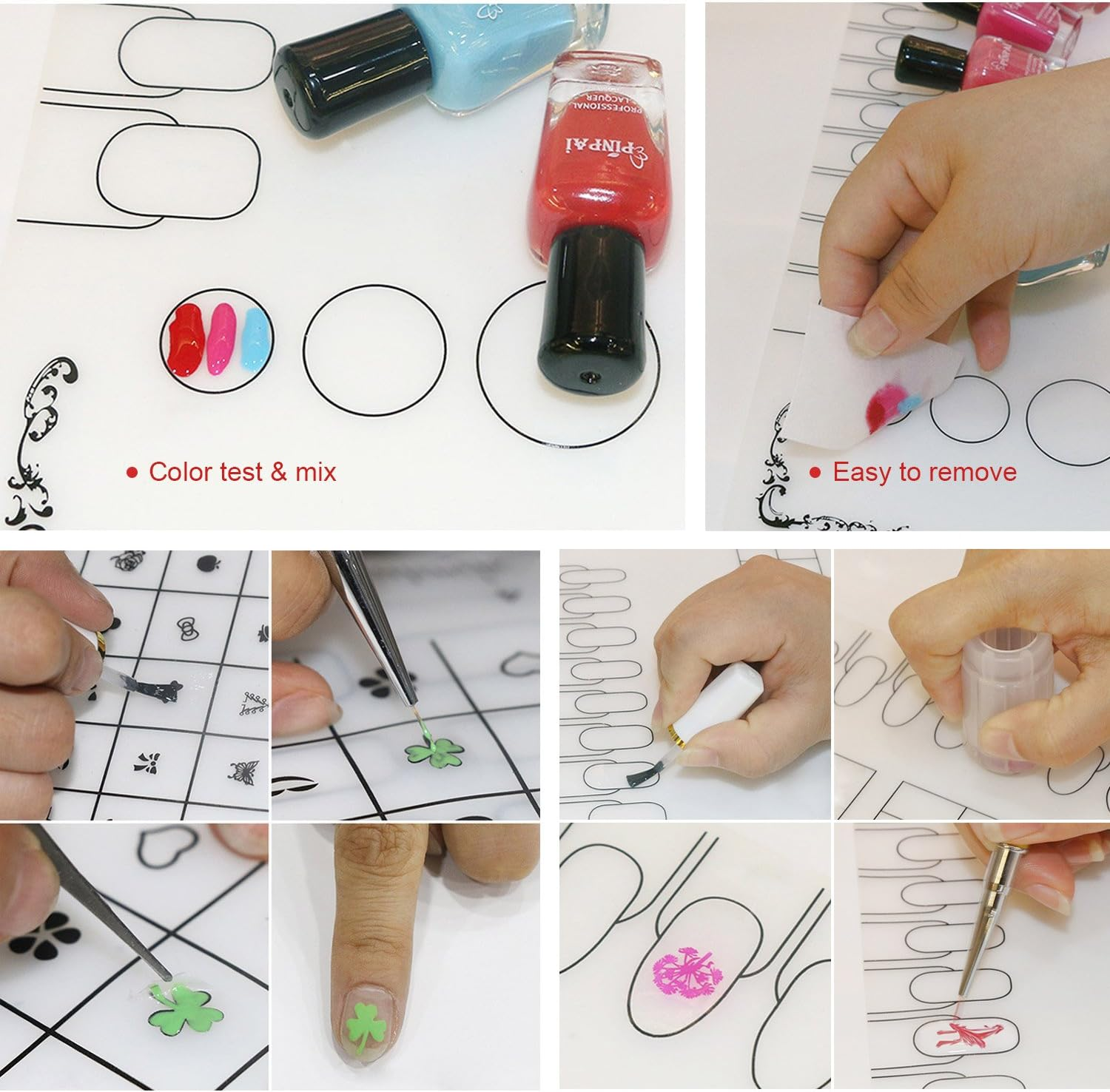Segbeauty Nail Art Stamping Mat, Silicone Workspace Stamping Plate, Nail Polish Coloring Practice Pad, Nail Sticker Guide Printing Transfer Table Cover Palette Tools image number 3