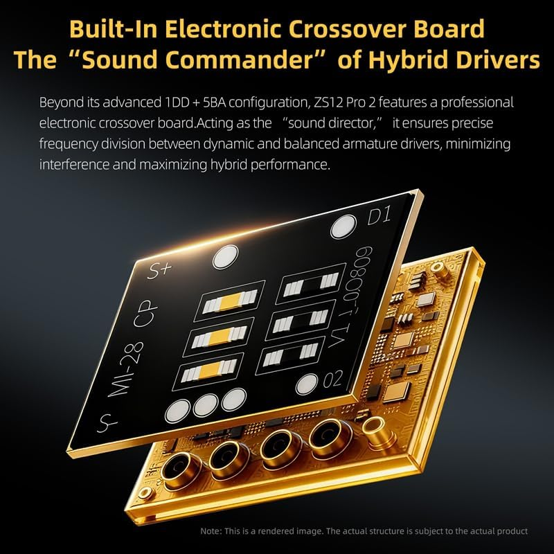 KZ ZS12 PRO 2 in Ear Monitor Headphones, 5BA+1DD 6 Hybrid Driver Gaming Earbuds Wired Earphones, Hifi Clarity Sound Immersive Bass Iems for Gaming Musicians Singers Audiophiles (Black with Microphone) image number 2