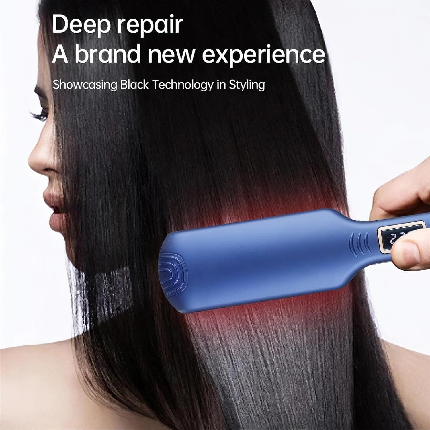 PRO Infrared Wide Flat Iron Hair Straightener Version LCD Display Hair Straightening and Curling Iron Dual Purpose Salon Tool, Anti-Scald, Gifts for Women, Lovers or Friends image number 1