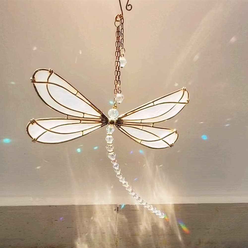 Xintx Dragonfly Crystal Suncatcher Rainbow Maker Prism,Hanging Crystals Ornament for Window Garden Home Decor (Dragonfly) image number 5