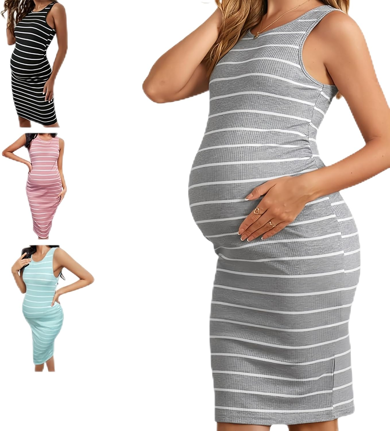 Striped Maternity Dress for Pregnant Women - Comfortable Stylish Dress for Women,Multicolor