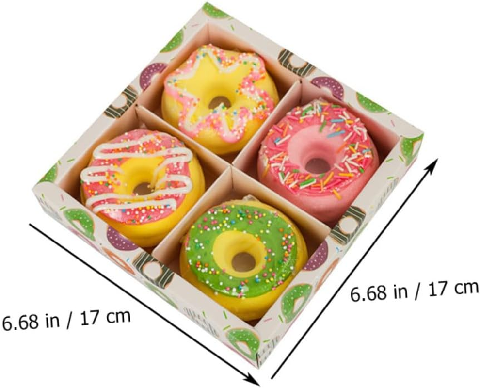 WOONEKY 4Pcs Shower Salt Balls Box Doughnut Shape Plant Extraction Fragrance Moisturizing Random Style image number 1