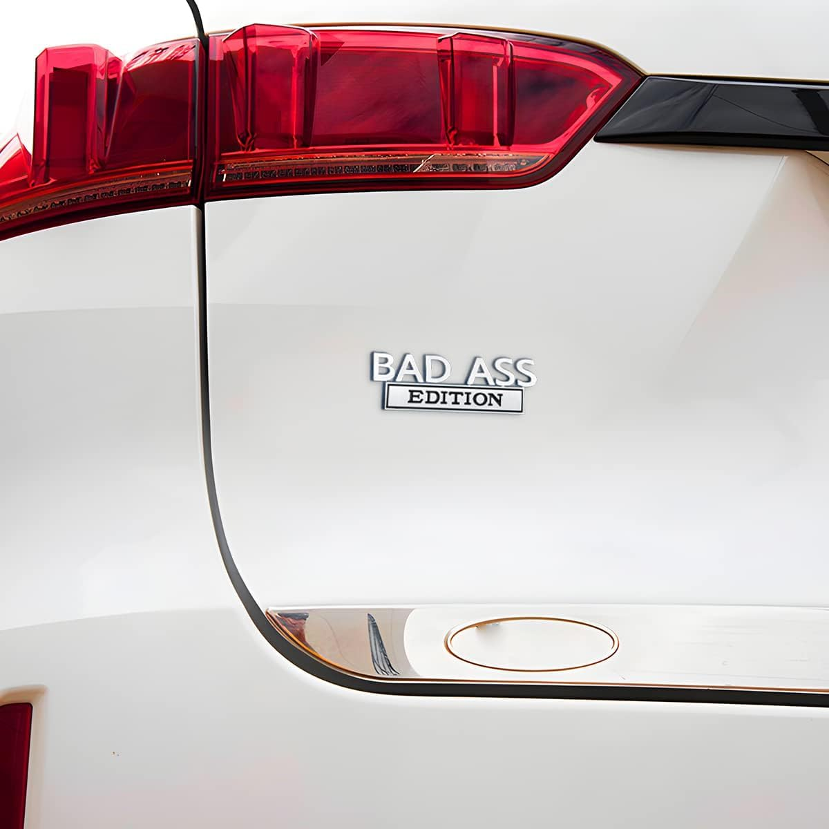 Car Bad Ass Edition Emblem, 3D Fender Badge Decal Car Sticker with 3M Adhesive, Auto Accessories for Tailgate Front Grille Hood Trunk (Silver/Black) - Black/Red image number 1