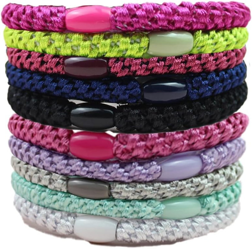 OUDQFCJ Hair Bobbles, Pack of 10 Women'S Hair Bobbles, Elastic Braid Scrunchies, Stylish Ponytail Holders for Women and Girls (10 Mix Colours)