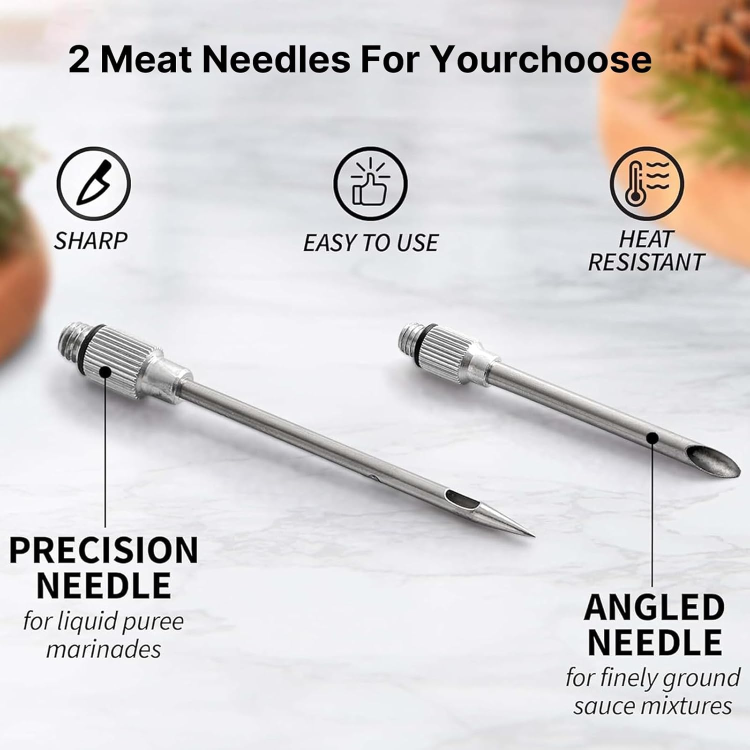 Rhoyee Stainless Steel Turkey Baster Set &ndash; Large Baster Syringe with Heat-Resistant Silicone Bulb, 2 Marinade Injector Needles & Cleaning Brush &ndash; Food-Grade BBQ & Roasting Tool image number 6