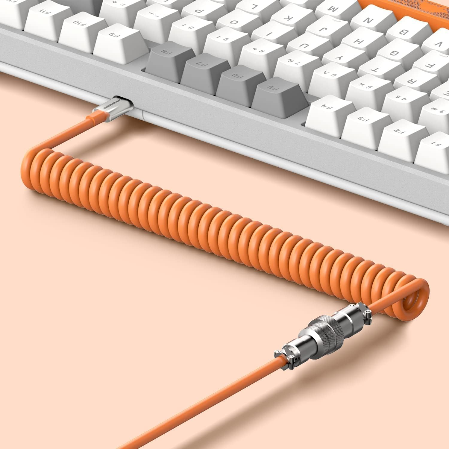 Magic-Refiner AK873 Gaming Keyboard,Hot-Swappable Linear Red Switch,Pbt Keycap,75% TKL Layout,Rainbow Backlit,Ergonomic Mechanical Keyboard with Custom Coiled Usb/Type-C Aviation Cable(Orange Gray) - Blue White/Blue Switch image number 4