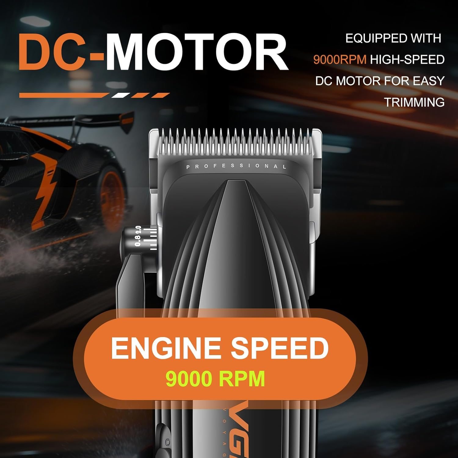 VGR 889C Professional Hair Clippers for Men, 9000RPM Cordless Barber Clippers with Ceramic & MIM Blades, 6 Magnetic Guide Combs, LED Display, USB Charging Base, Mens Grooming Kits for Barber image number 3