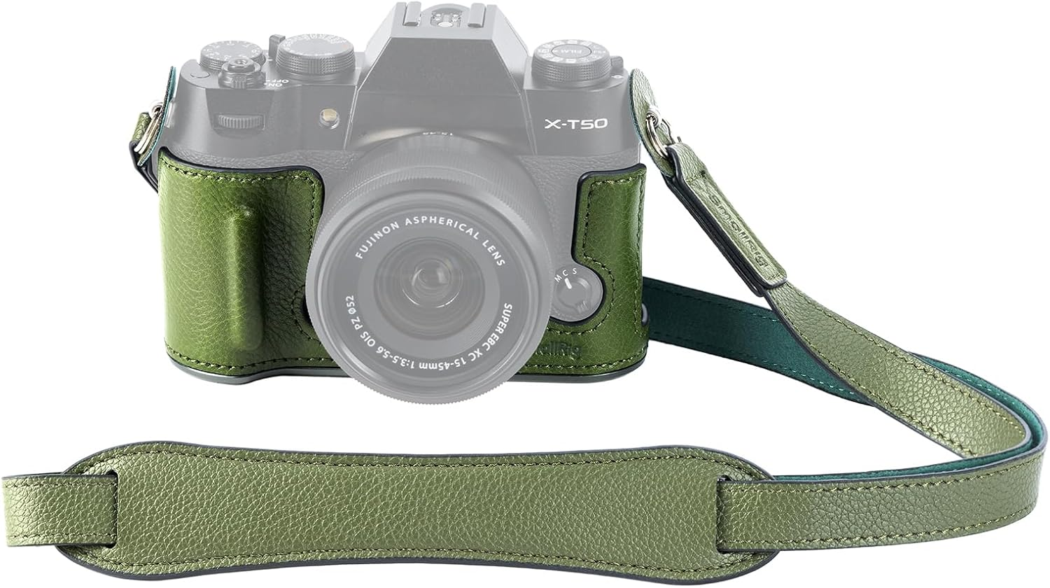SMALLRIG X-T50 Half Leather Case Kit with Shoulder Strap, Retro Style Camera Case with Aluminum Alloy Frame for FUJIFILM X-T50, Green - 4711 image number 4