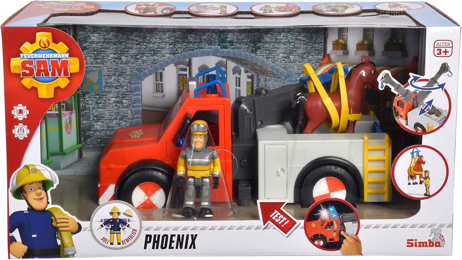 Simba 109258280 "Fireman Sam - Phoenix Rescue Vehicle Playset with Figurine and Horse image number 4