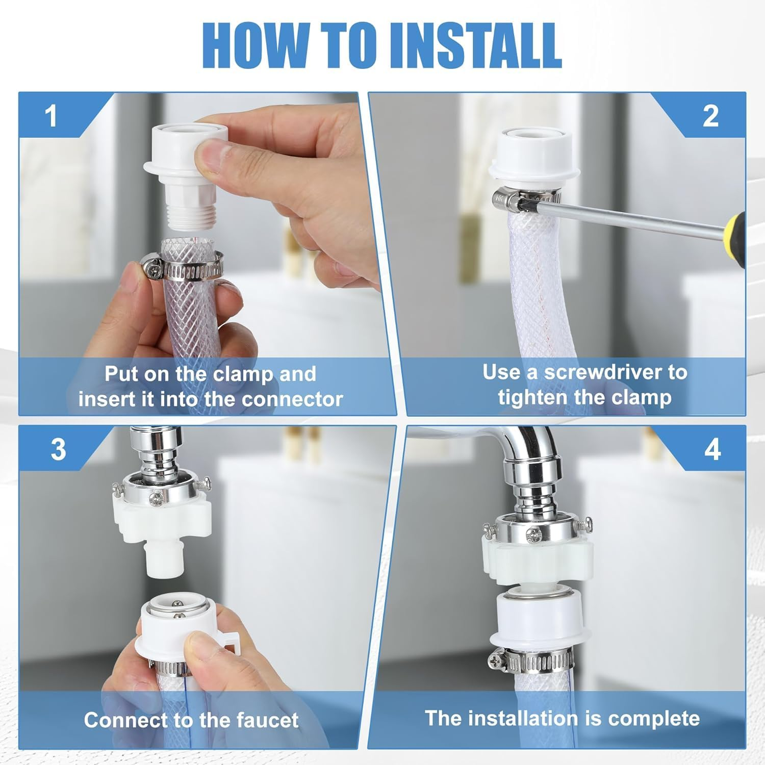 304 Stainless Steel Hose Clamp Assortment Kit, 1/4" to 1-1/2" (6-38Mm) Adjustable Worm Gear Clamps for Plumbing, Automotive, Marine, HVAC & Diy,Rust-Resistant Pipe Clamps for Home & Garden(50-Piece) image number 1