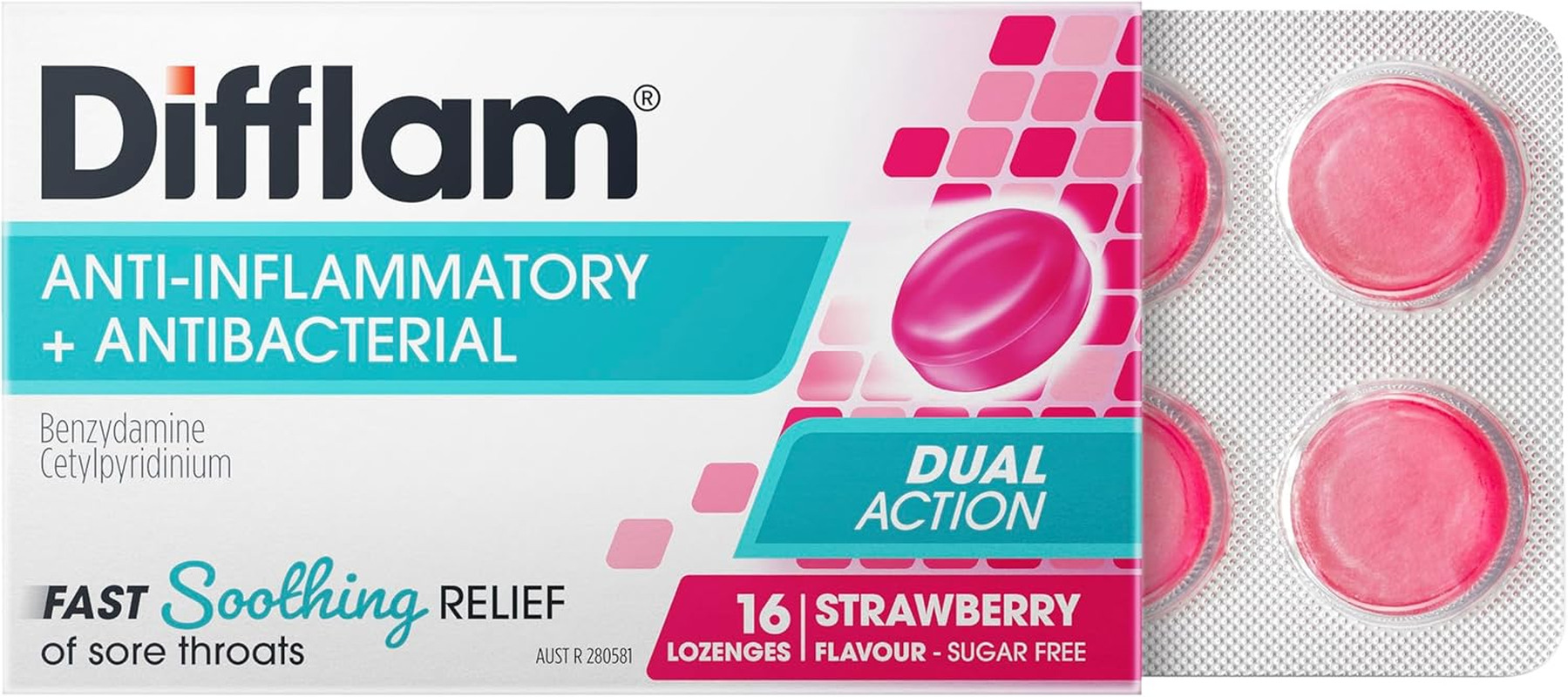 Difflam Sore Throat Lozenges, Strawberry, 16 Count image number 5