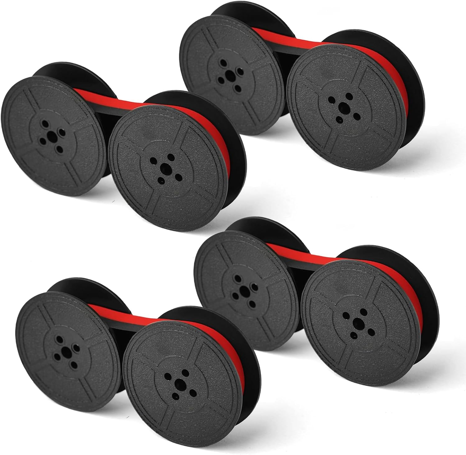 4 Pairs Universal Typewriter Ribbon, Calculator Ribbon Replacement Pack, 1/2 Cloth Twin Spool Vintage Typewriter Ink Ribbon Replacement for Most Typewriter Machines (Black Red) image number 5